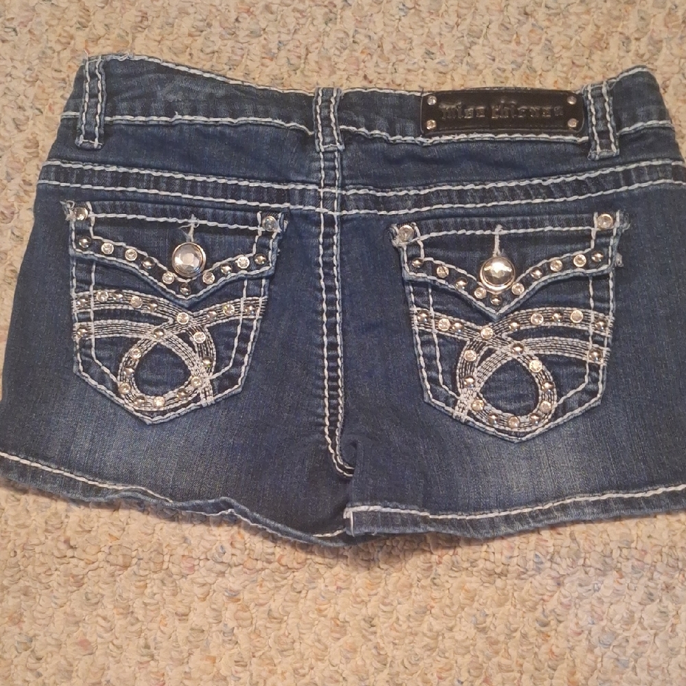 Miss Chic Jeans Embellished Blue Jean Shorts
